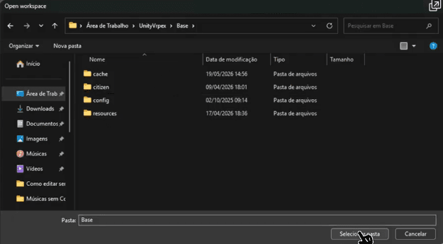 Seletor de pastas do Windows com a pasta da base selecionada