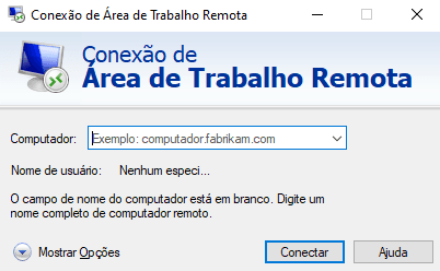 Janela da conexão remota com o campo para digitar o IP