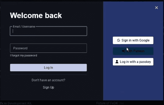 Tela de login do fórum da Cfx.re