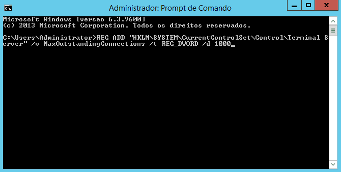 Comando sendo executado no Prompt de Comando da máquina