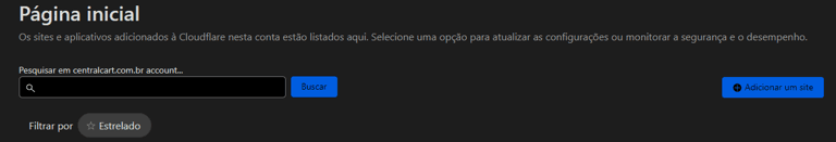 Campo da Cloudflare para adicionar um site