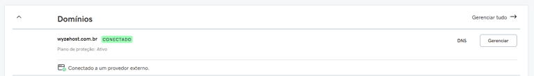 Lista de produtos da GoDaddy com o botão DNS do domínio