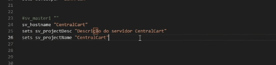 Arquivo de configuração com as linhas de hostname, projectName e projectDesc preenchidas