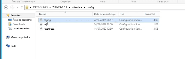 Pasta de configuração da base com os arquivos config, keys e resources