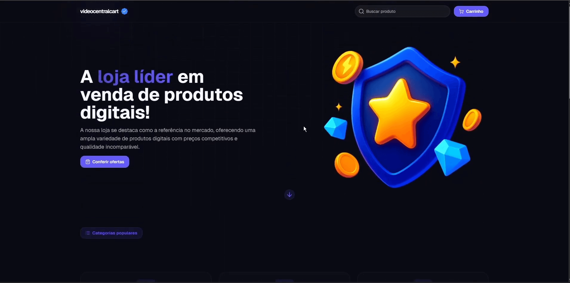 Loja aberta no navegador com o template aplicado