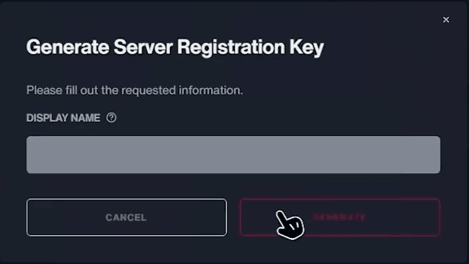 Janela do portal da Cfx.re para gerar uma nova chave de registro de servidor