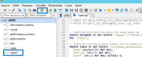 Lista do HeidiSQL mostrando os dois bancos de dados