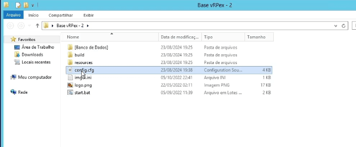 Pasta da segunda base com o arquivo config.cfg